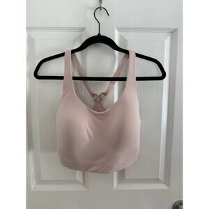Athleta Womens 36DD Advance Sports Bra Blush Pink Criss Cross Back High Impact